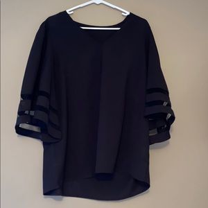 Black Mesh Sleeved Blouse